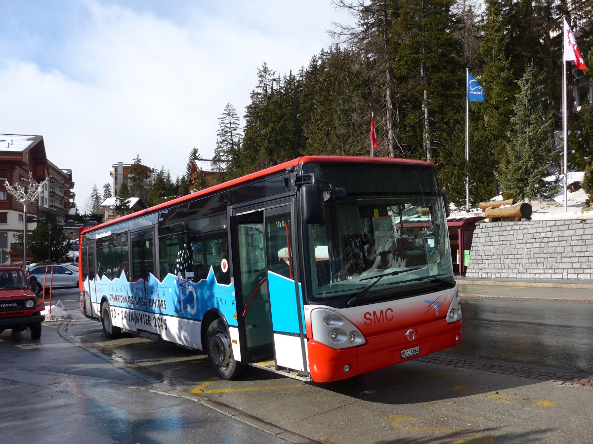 (158'188) - SMC Montana - Nr. 62/VS 114'062 - Irisbus am 4. Januar 2015 in Crans-Montana, Tl Crans
