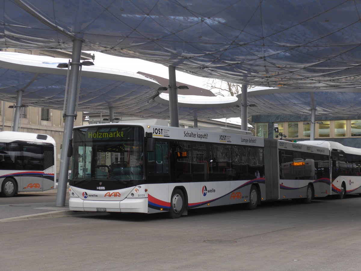 (158'596) - AAR bus+bahn, Aarau - Nr. 164/AG 441'164 - Scania/Hess am 4. Februar 2015 beim Bahnhof Aarau