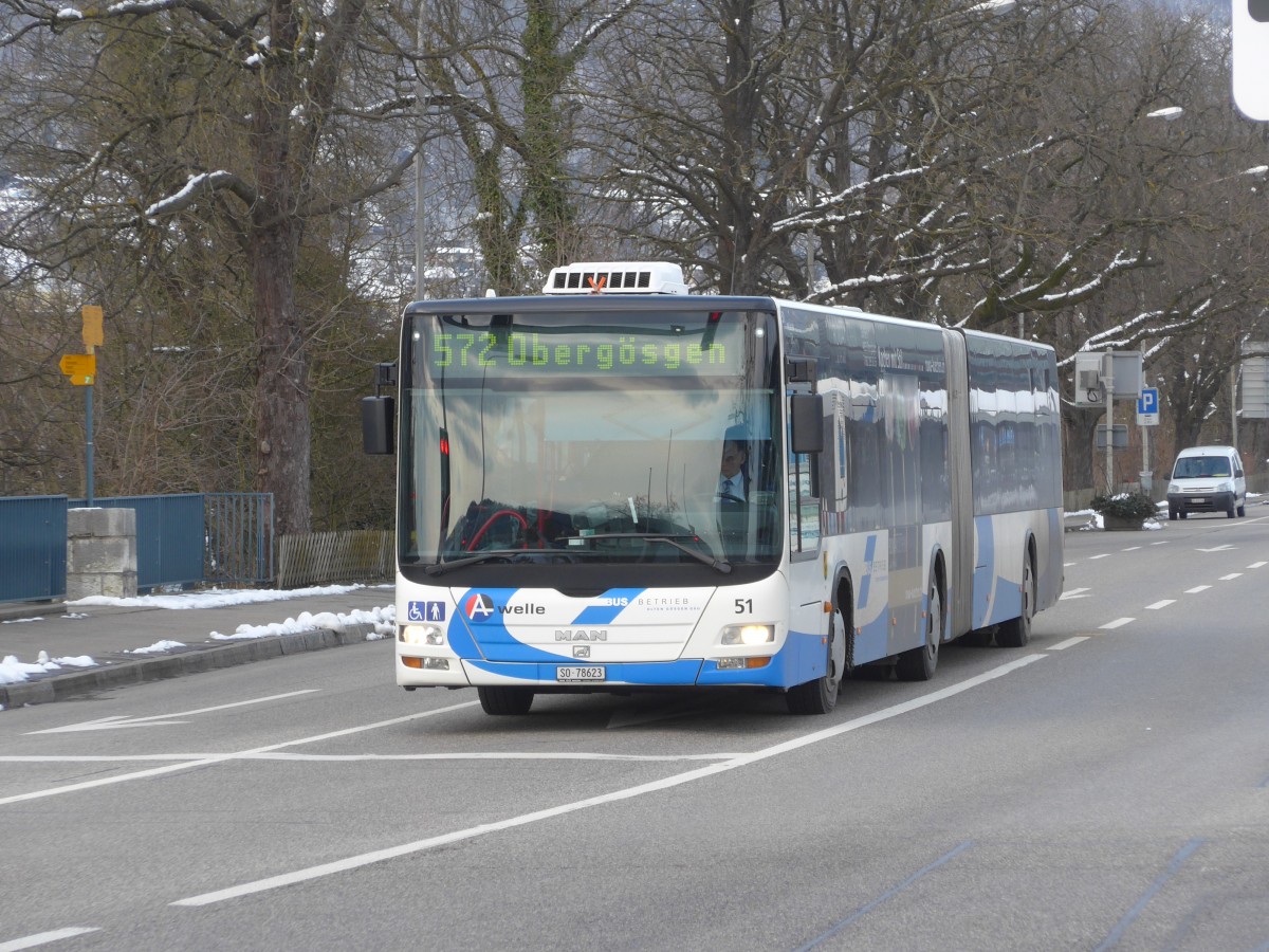 (158'629) - BOGG Wangen b.O. - Nr. 51/SO 78'623 - MAN am 4. Februar 2015 beim Bahnhof Olten