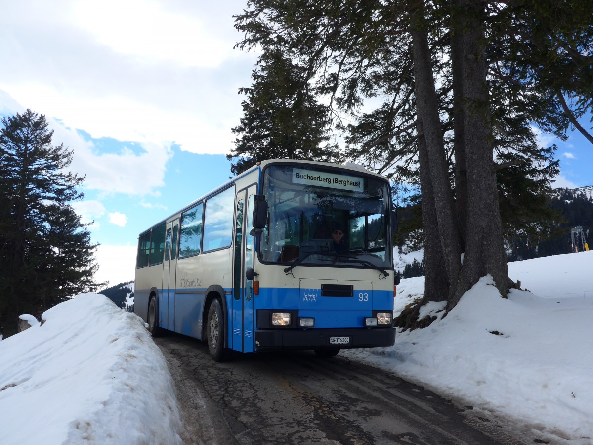 (158'718) - RTB Altst�tten - Nr. 93/SG 376'200 - NAW/Lauber (ex R.G.V. Autobus, Stabio; ex AMSA Chiasso Nr. 23; ex AWA Amden Nr. 3) am 14. Februar 2015 in Buchserberg, Berghaus