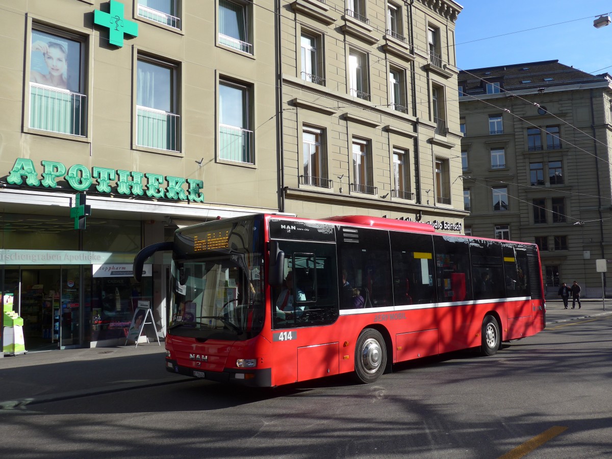 (159'047) - Bernmobil, Bern - Nr. 414/BE 716'414 - MAN am 9. M�rz 2015 in Bern, Hirschengraben