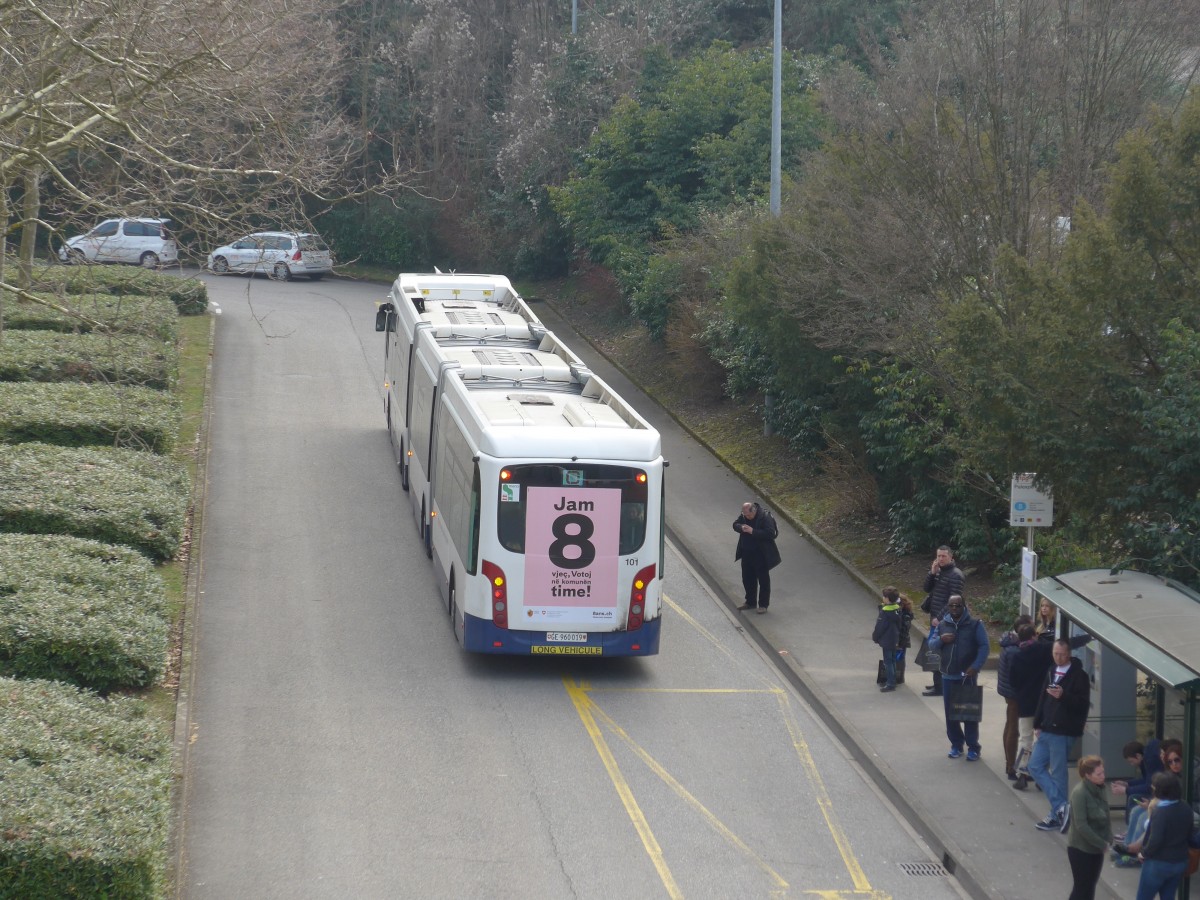 (159'098) - TPG Gen�ve - Nr. 101/GE 960'019 - Van Hool am 14. M�rz 2015 in Gen�ve, Palexpo