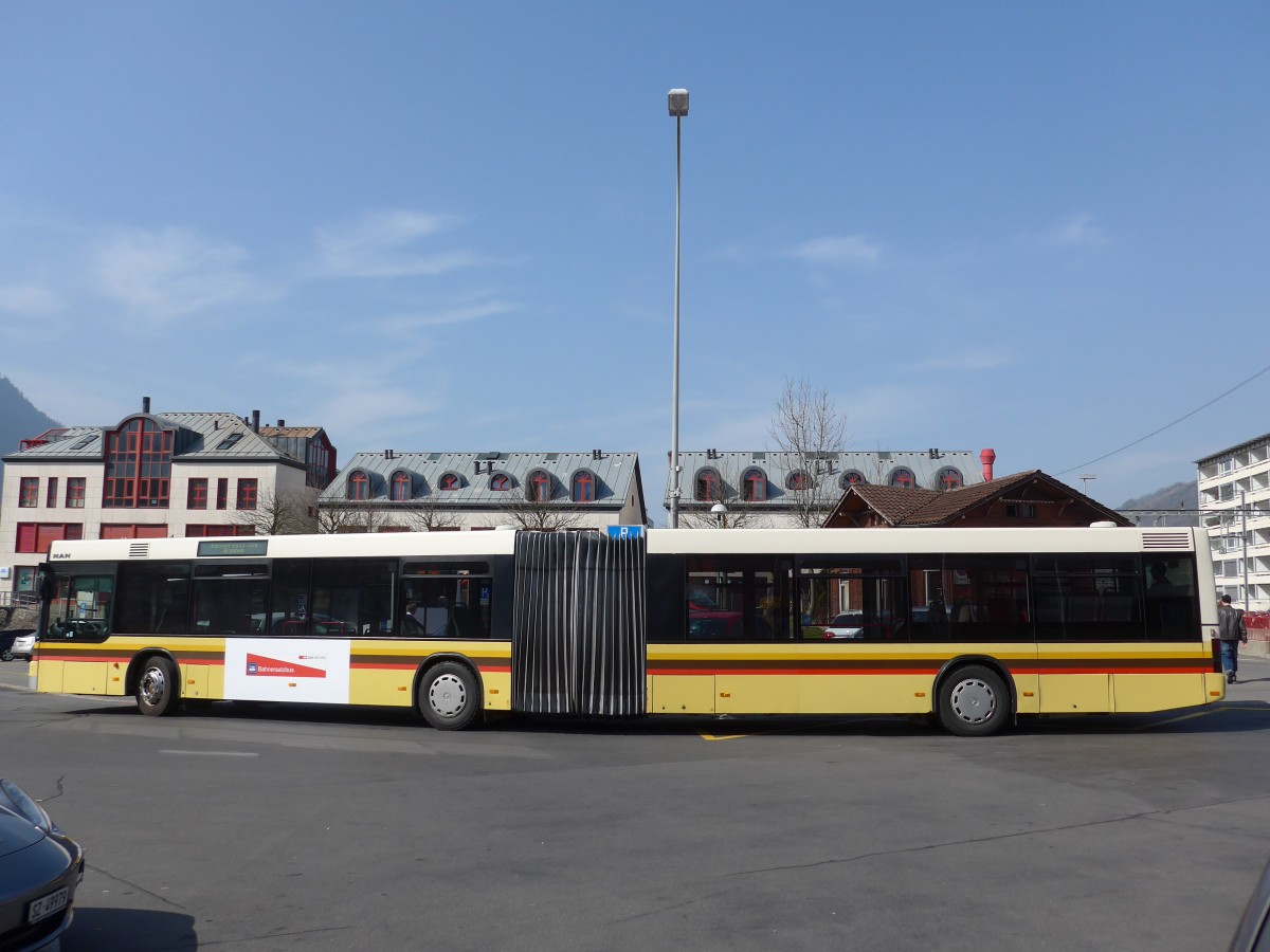 (159'348) - AAGS Schwyz - Nr. 81/SZ 118'681 - MAN (ex STI Thun Nr. 90) am 18. M�rz 2015 beim Bahnhof Arth-Goldau