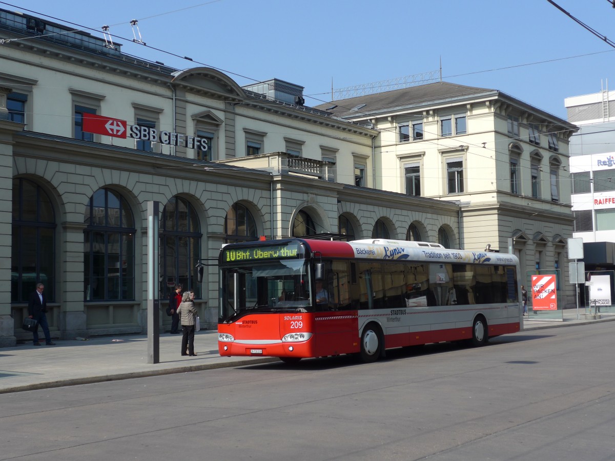 (159'421) - SW Winterthur - Nr. 209/ZH 730'209 - Solaris am 19. M�rz 2015 beim Hauptbahnhof Winterthur