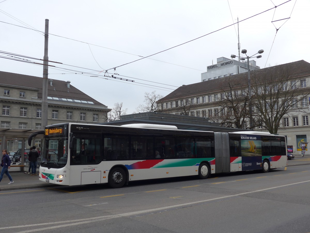 (159'518) - ASm Langenthal - Nr. 46/BE 703'519 - MAN am 28. M�rz 2015 beim Bahnhof Biel