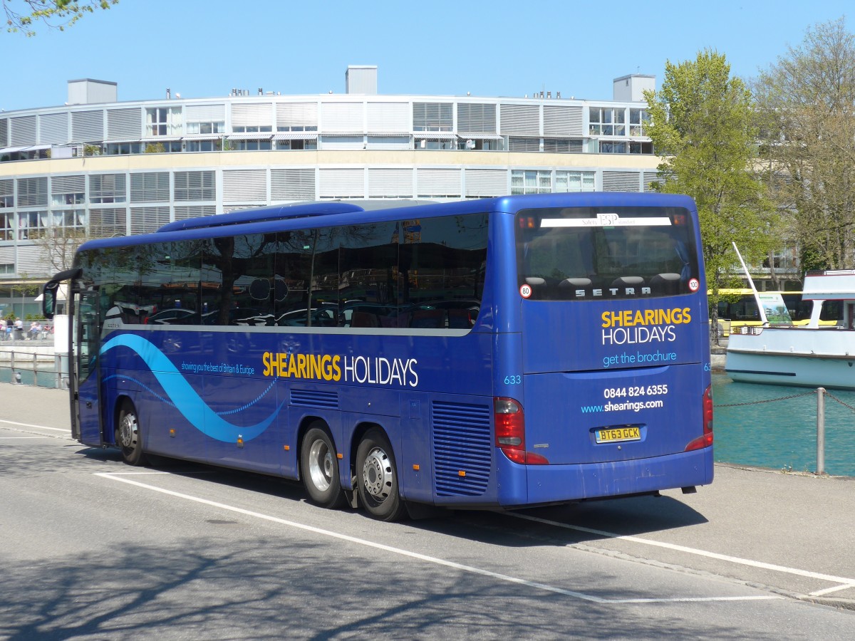 (159'948) - Aus England: Shearings, Wigan - Nr. 633/BT63 GCK - Setra am 23. April 2015 bei der Schiffl�ndte Thun 