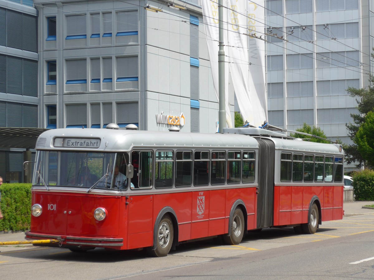 (161'660) - VW Winterthur - Nr. 101 - FBW/SWS Gelenktrolleybus am 31. Mai 2015 in Winterthur, Strahlegg