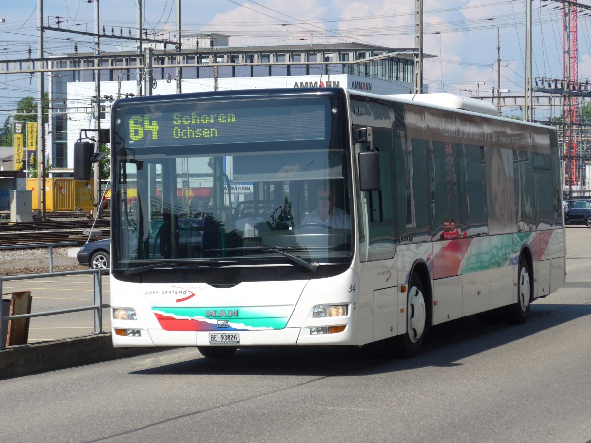 (161'932) - ASm Langenthal - Nr. 34/BE 93'826 - MAN am 6. Juni 2015 in Langenthal, Eisenbahnstrasse