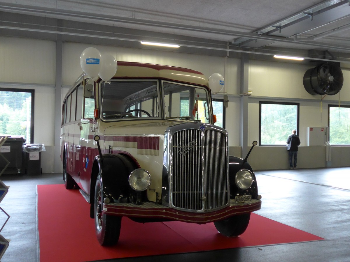 (163'371) - Knecht, Windisch - AG 10'155 U - Saurer/T�scher (ex Schweizer Armee; ex P 23'073) am 15. August 2015 in Bassersdorf, Buszentrum Glattal