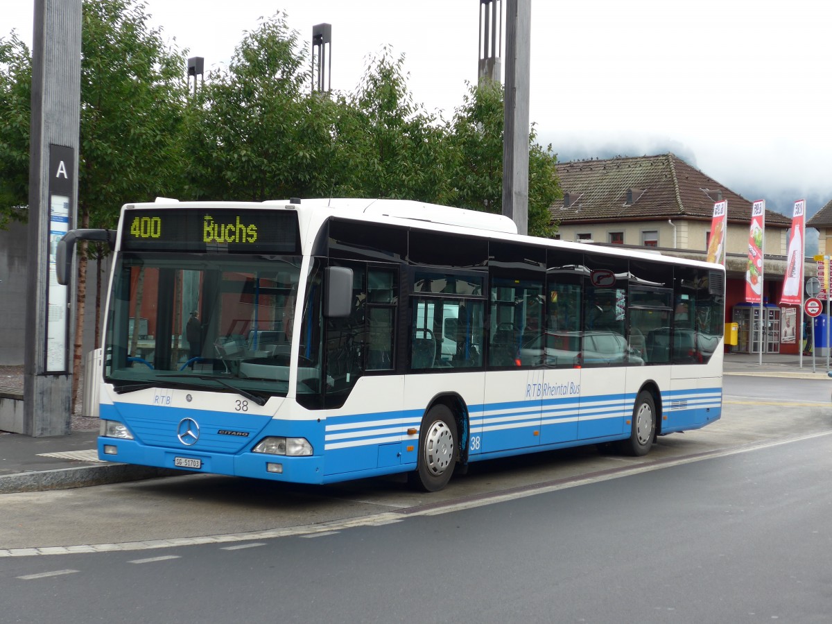 (163'492) - RTB Altst�tten - Nr. 38/SG 51'703 - Mercedes am 16. August 2015 beim Bahnhof Sargans