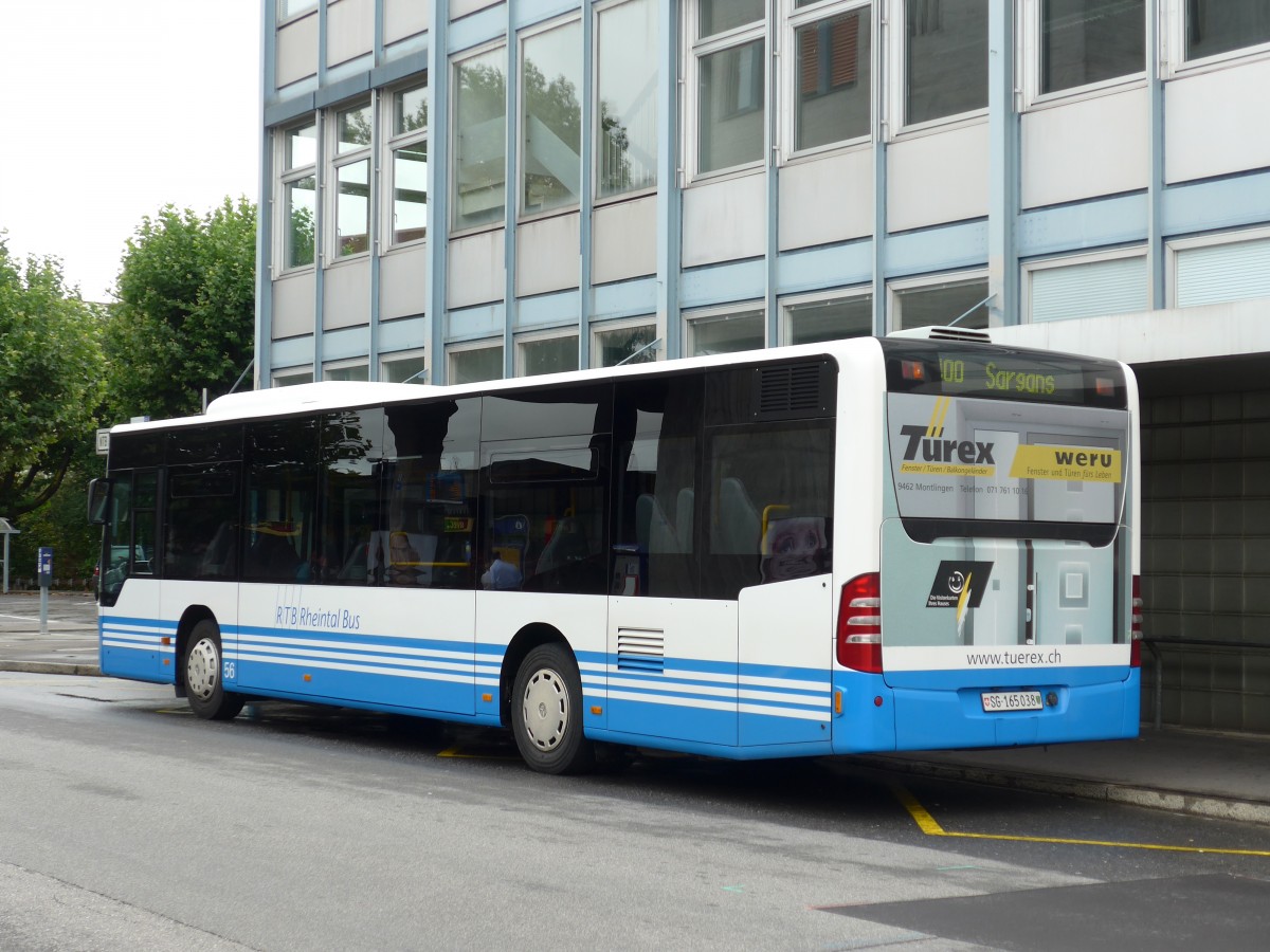 (163'500) - RTB Altst�tten - Nr. 56/SG 165'038 - Mercedes am 16. August 2015 beim Bahnhof Buchs