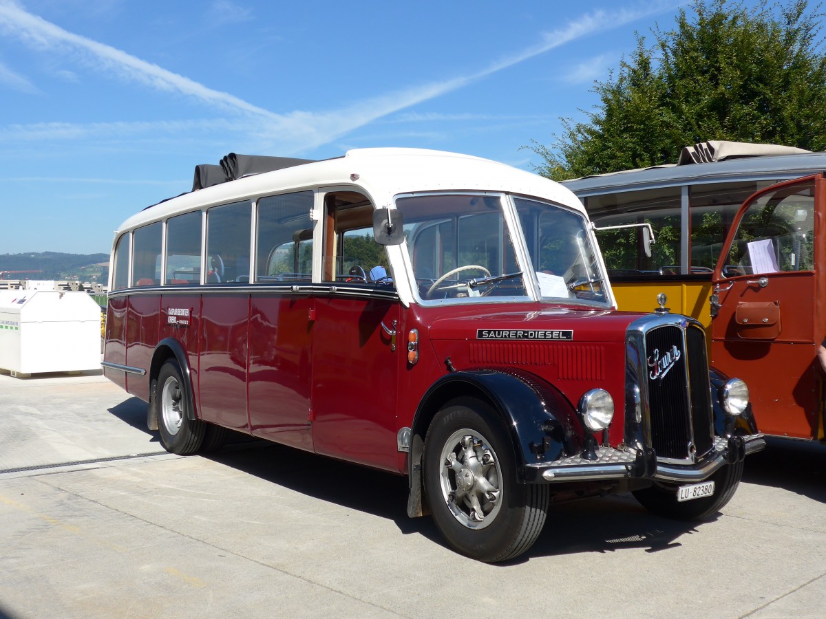 (164'207) - Bechter, Kriens - LU 82'380 - Saurer/Krapf (ex M�nch, D-Marienberg; ex Spirig, Widnau; ex RhV Altst�tten Nr. 33; ex Th�r, Eichberg) am 29. August 2015 in Oberkirch, CAMPUS Sursee