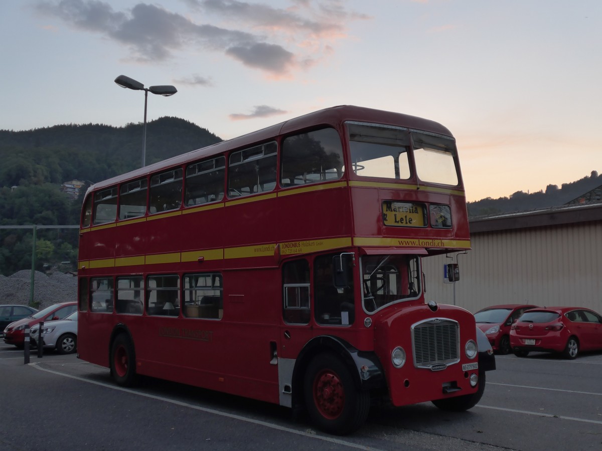 (164'369) - Londonbus, Holziken - AG 279'502 - Lodekka (ex Londonbus) am 1. September 2015 in Thun, Seestrasse