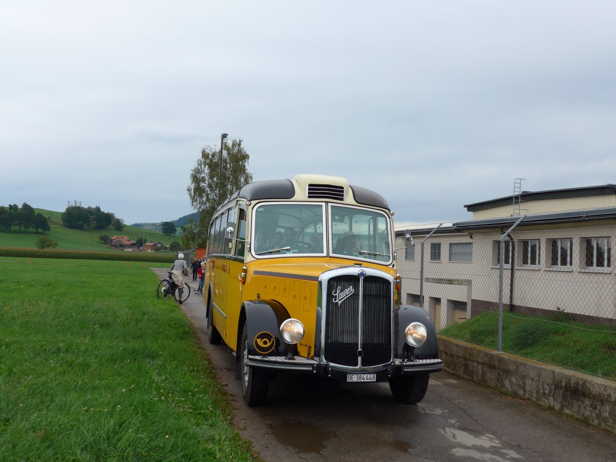 (164'621) - Museum fr Kommunikation, Bern - BE 384'448 - Saurer/Eggli (ex P 23'135) am 13. September 2015 in Mamishaus, Depot MfK