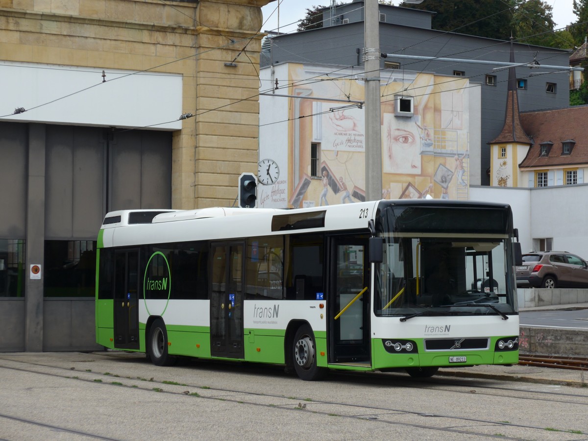 (164'772) - transN, La Chaux-de-Fonds - Nr. 213/NE 89'213 - Volvo (ex TN Neuchtel Nr. 213) am 15. September 2015 in Neuchtel, Dpt