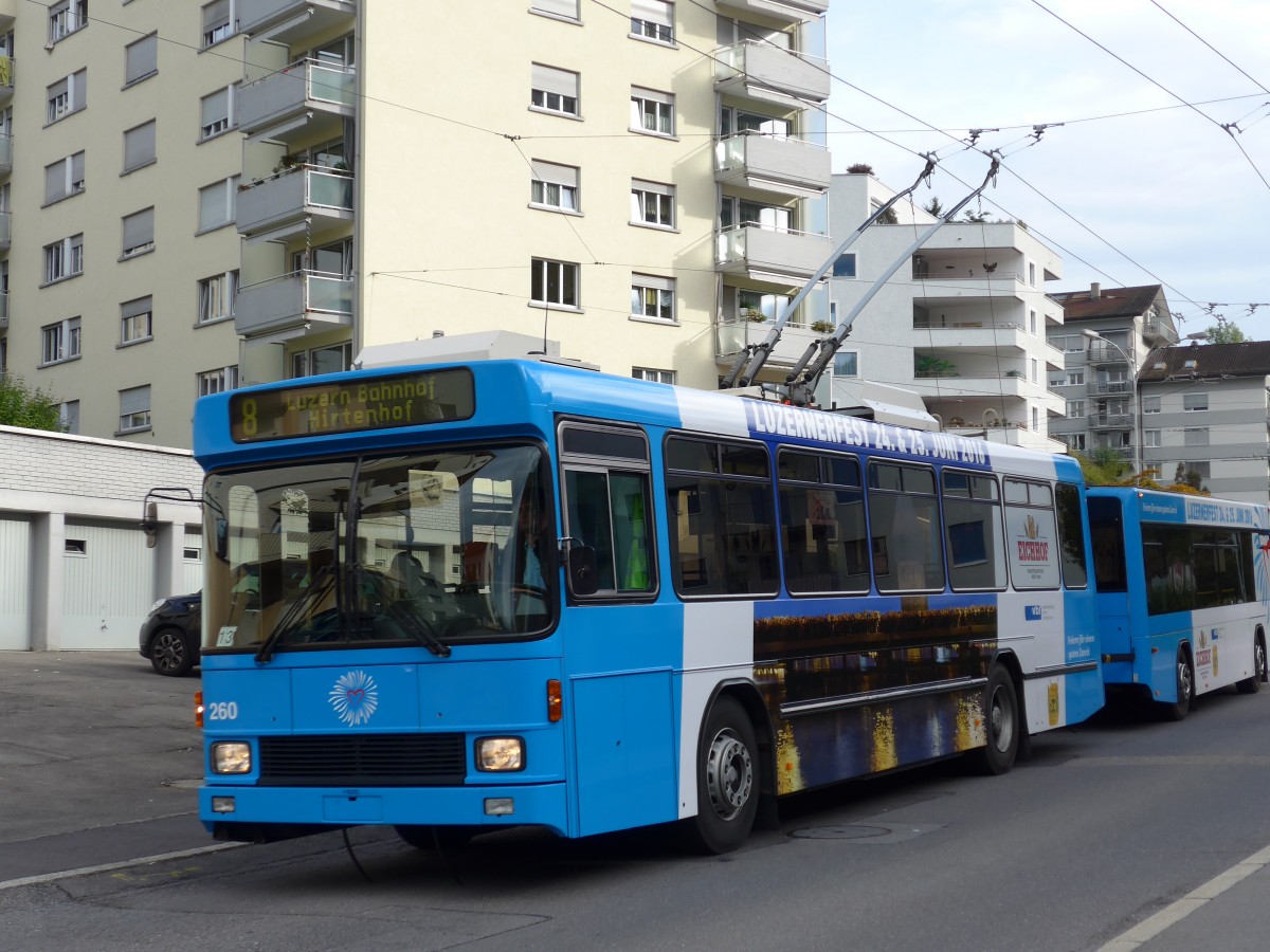 (164'864) - VBL Luzern - Nr. 260 - NAW/R&J-Hess Trolleybus am 16. September 2015 in Luzern, W�rzenbach