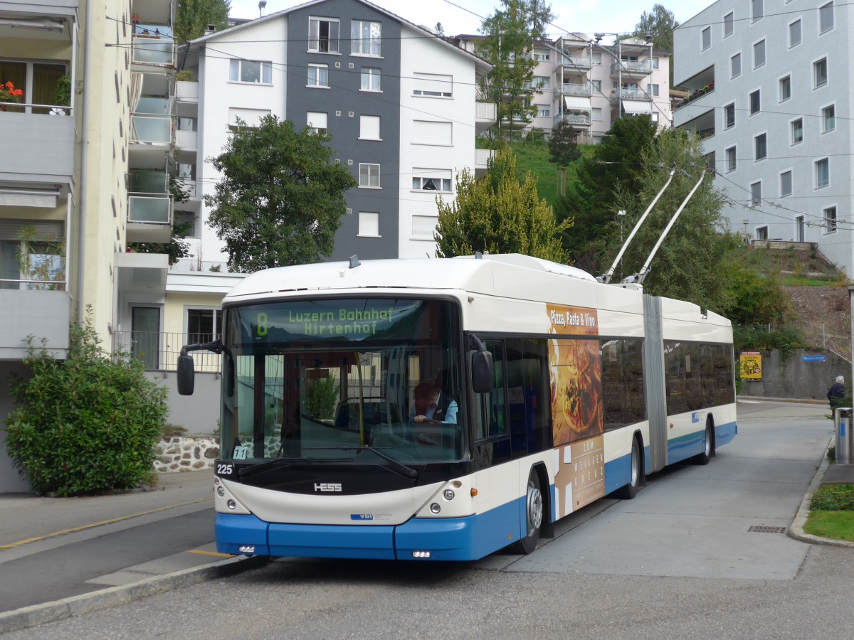 (164'866) - VBL Luzern - Nr. 225 - Hess/Hess Gelenktrolleybus am 16. September 2015 in Luzern, W�rzenbach