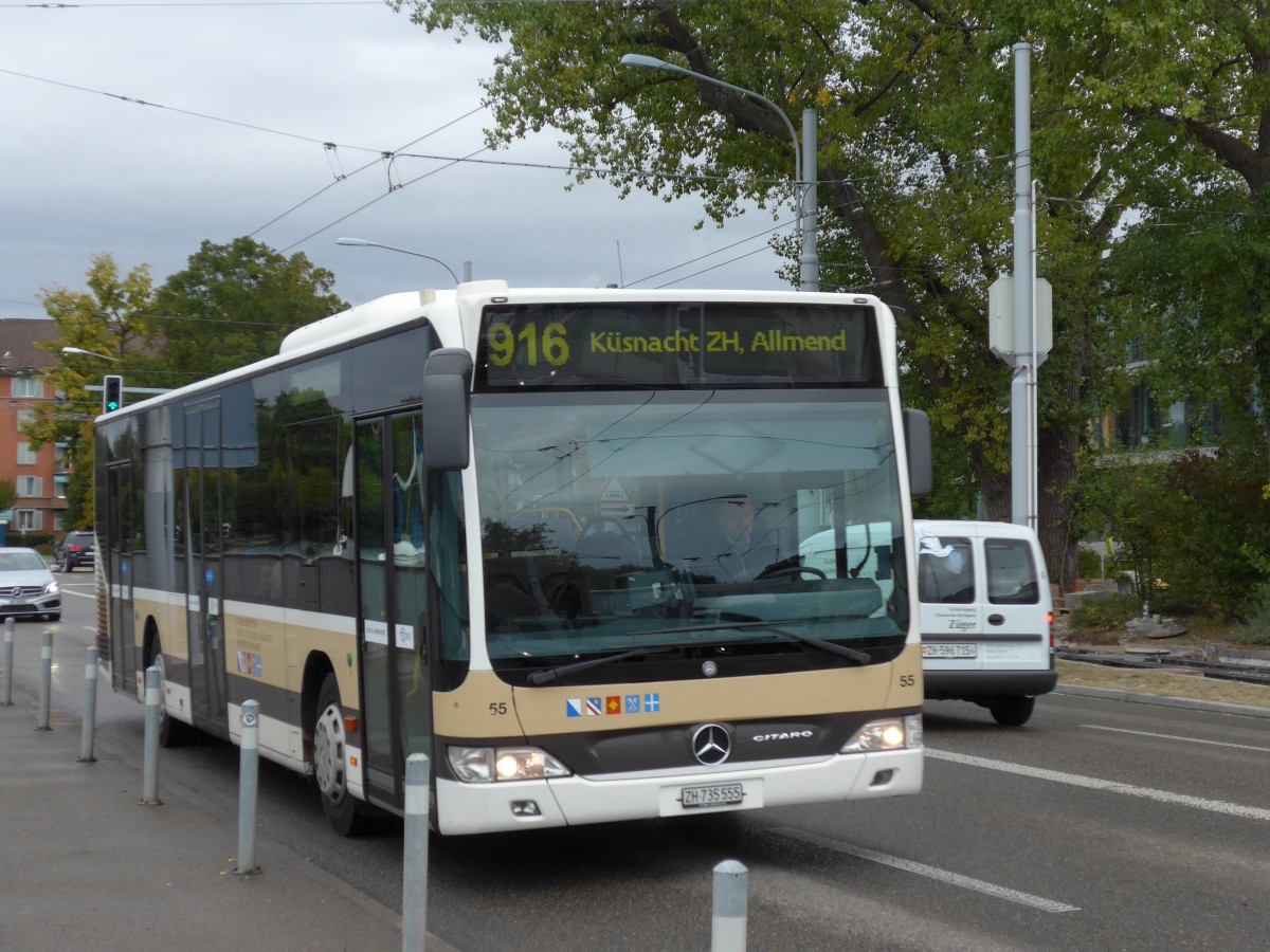 (164'962) - AZZK Zollikon - Nr. 55/ZH 735'555 - Mercedes am 17. September 2015 beim Bahnhof Z�rich-Tiefenbrunnen