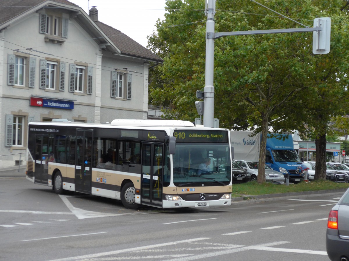 (164'964) - AZZK Zollikon - Nr. 52/ZH 738'052 - Mercedes am 17. September 2015 beim Bahnhof Z�rich-Tiefenbrunnen