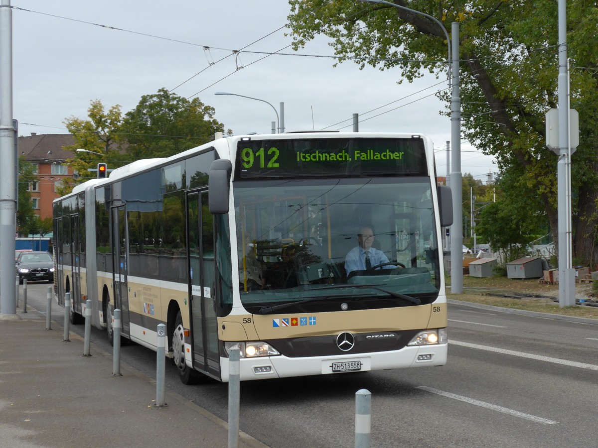 (164'968) - AZZK Zollikon - Nr. 58/ZH 513'558 - Mercedes am 17. September 2015 beim Bahnhof Z�rich-Tiefenbrunnen