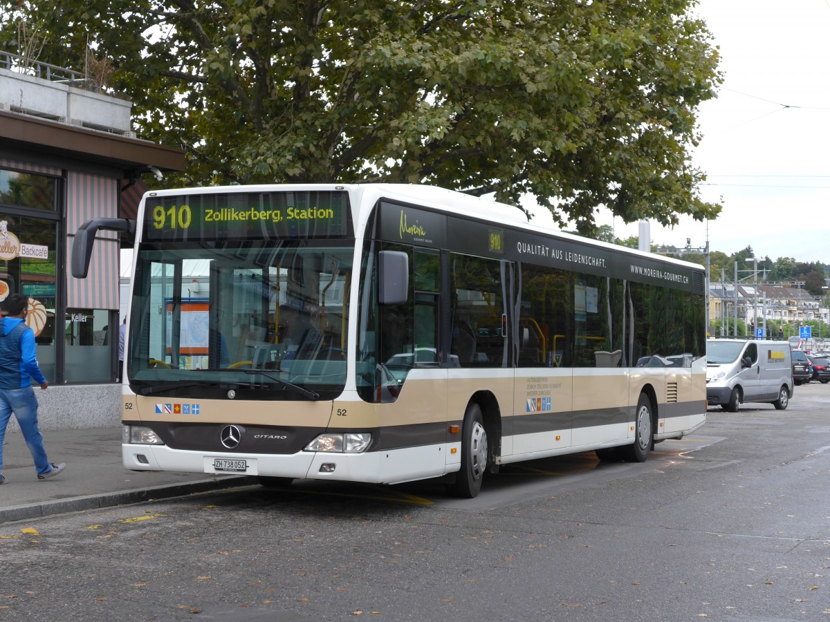 (164'973) - AZZK Zollikon - Nr. 52/ZH 738'052 - Mercedes am 17. September 2015 beim Bahnhof Z�rich-Tiefenbrunnen