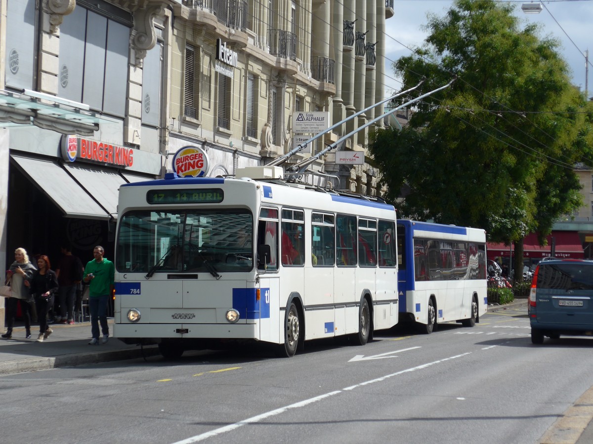 (165'125) - TL Lausanne - Nr. 784 - NAW/Lauber Trolleybus am 18. September 2015 in Lausanne, Bel-Air