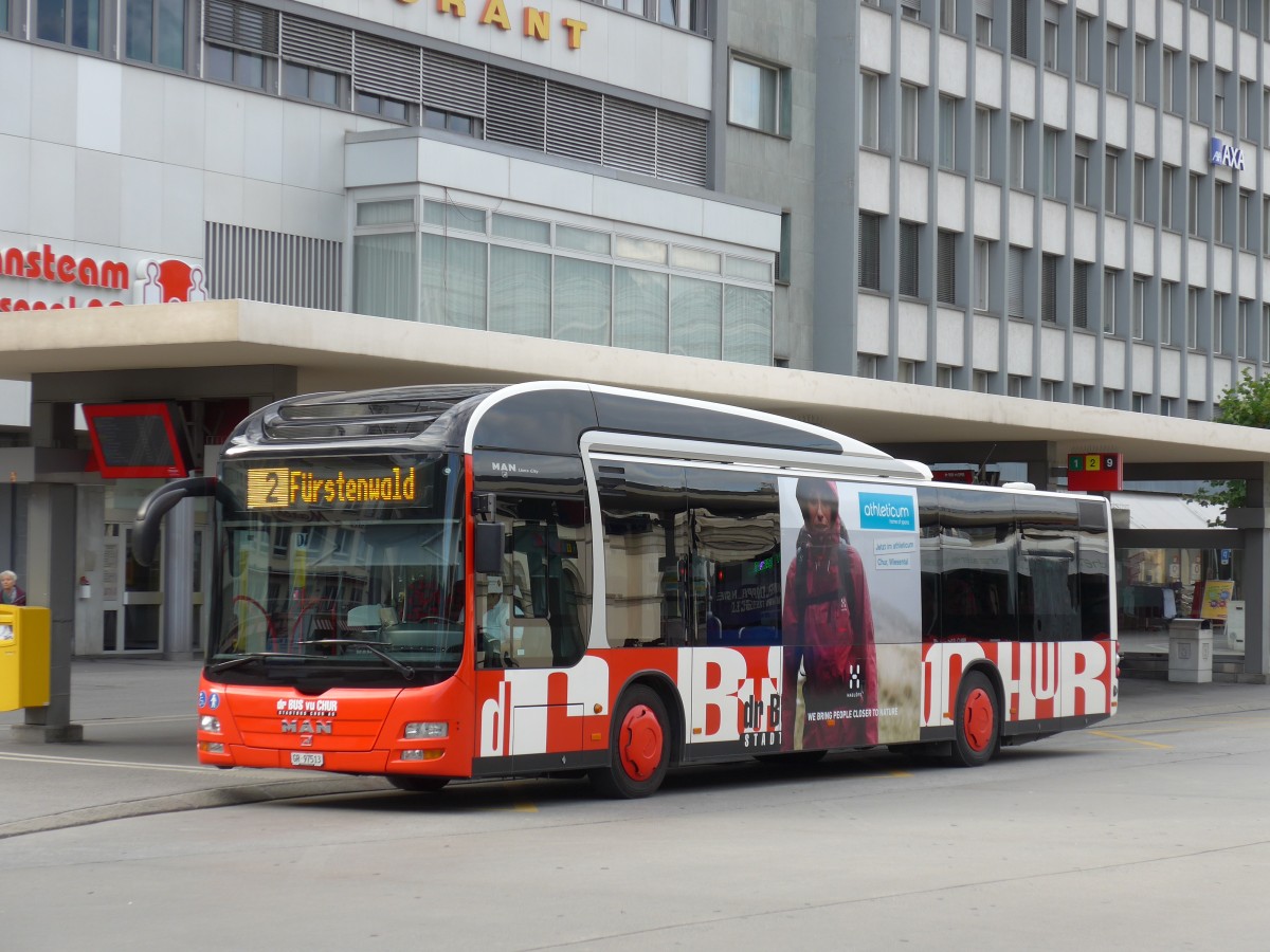 (165'204) - SBC Chur - Nr. 13/GR 97'513 - MAN am 19. September 2015 beim Bahnhof Chur