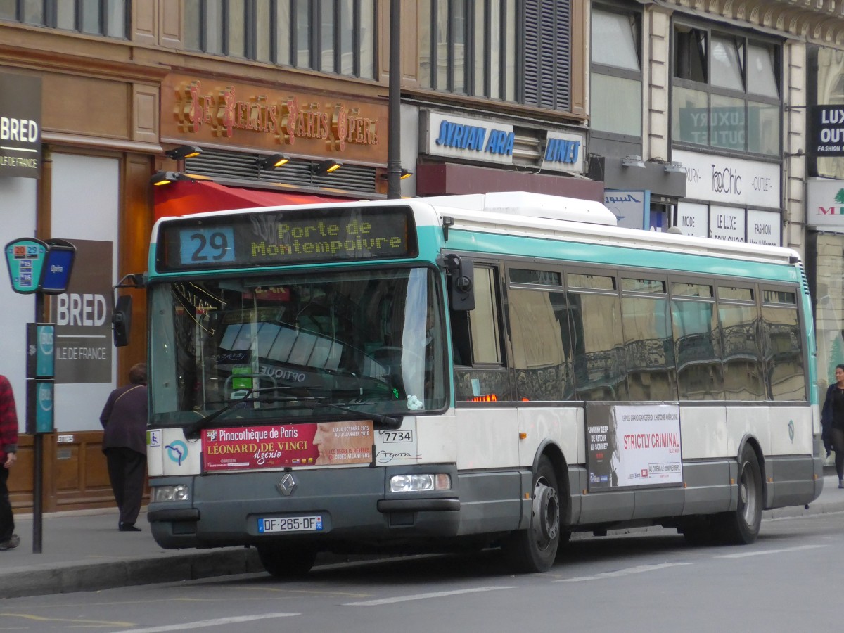(166'888) - RATP Paris - Nr. 7734/DF 265 DF - Renault am 16. November 2015 in Paris, Op�ra