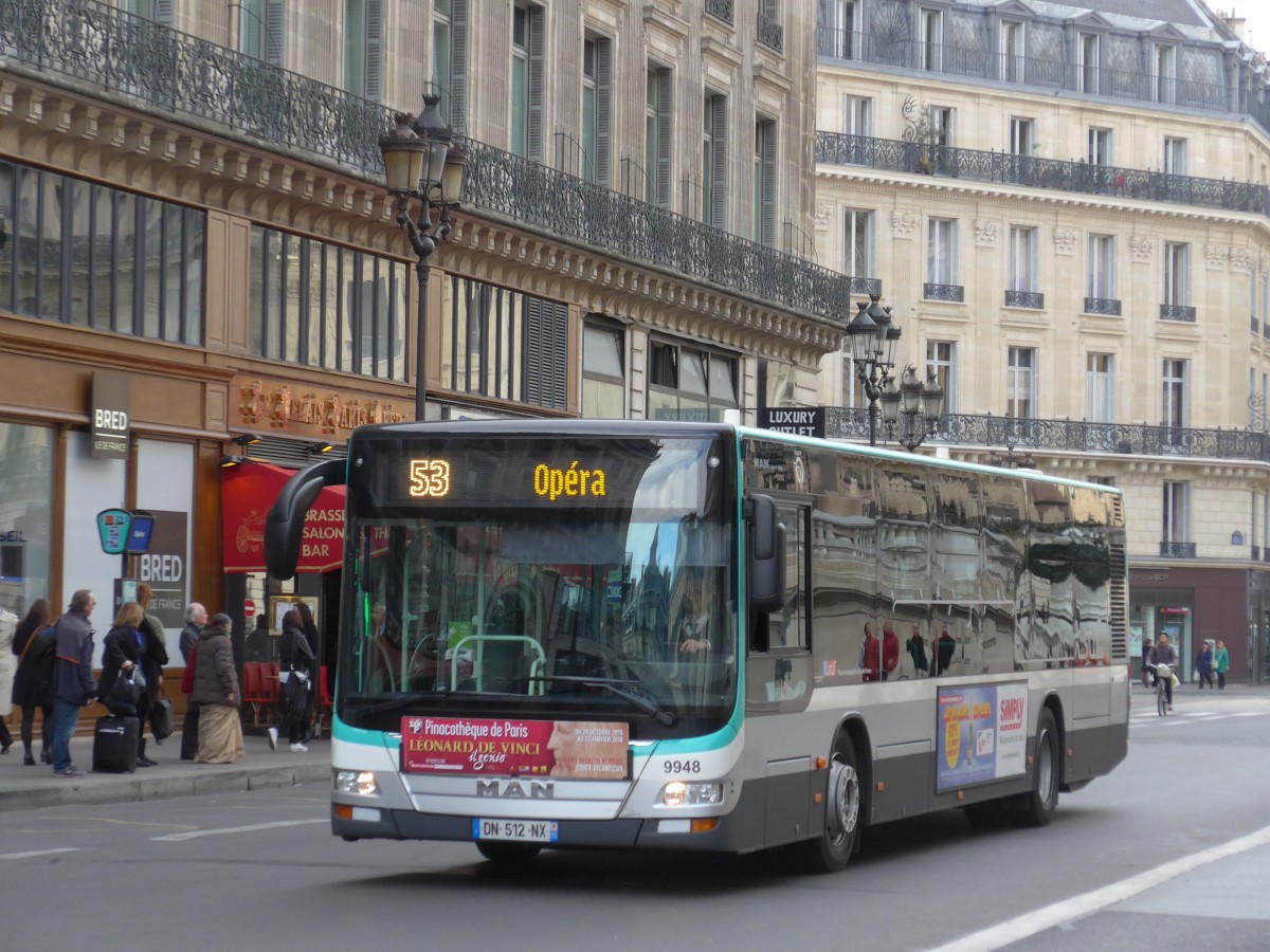 (166'902) - RATP Paris - Nr. 9948/DN 512 NX - MAN am 16. November 2015 in Paris, Op�ra