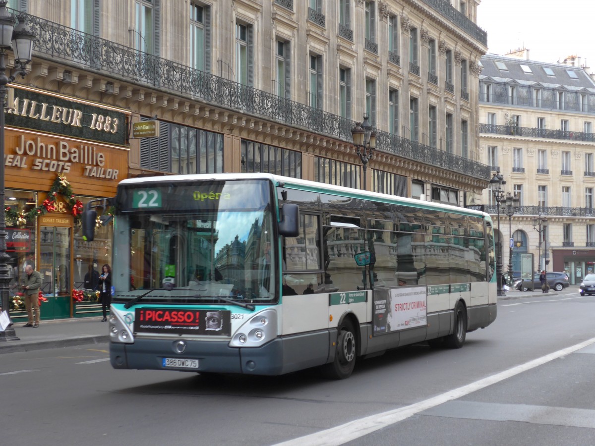 (166'903) - RATP Paris - Nr. 3021/386 QWC 75 - Irisbus am 16. November 2015 in Paris, Op�ra
