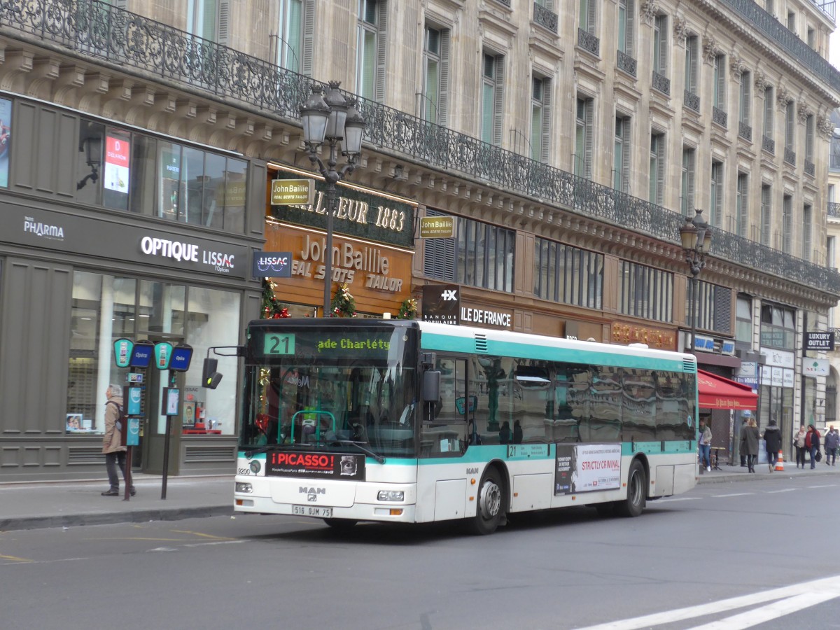 (166'934) - RATP Paris - Nr. 9200/516 QJM 75 - MAN am 16. November 2015 in Paris, Op�ra