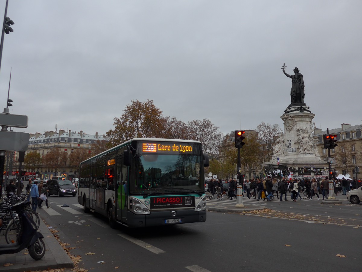 (166'978) - RATP Paris - Nr. 3650/AF 829 HL - Irisbus am 16. November 2015 in Paris, R�publique