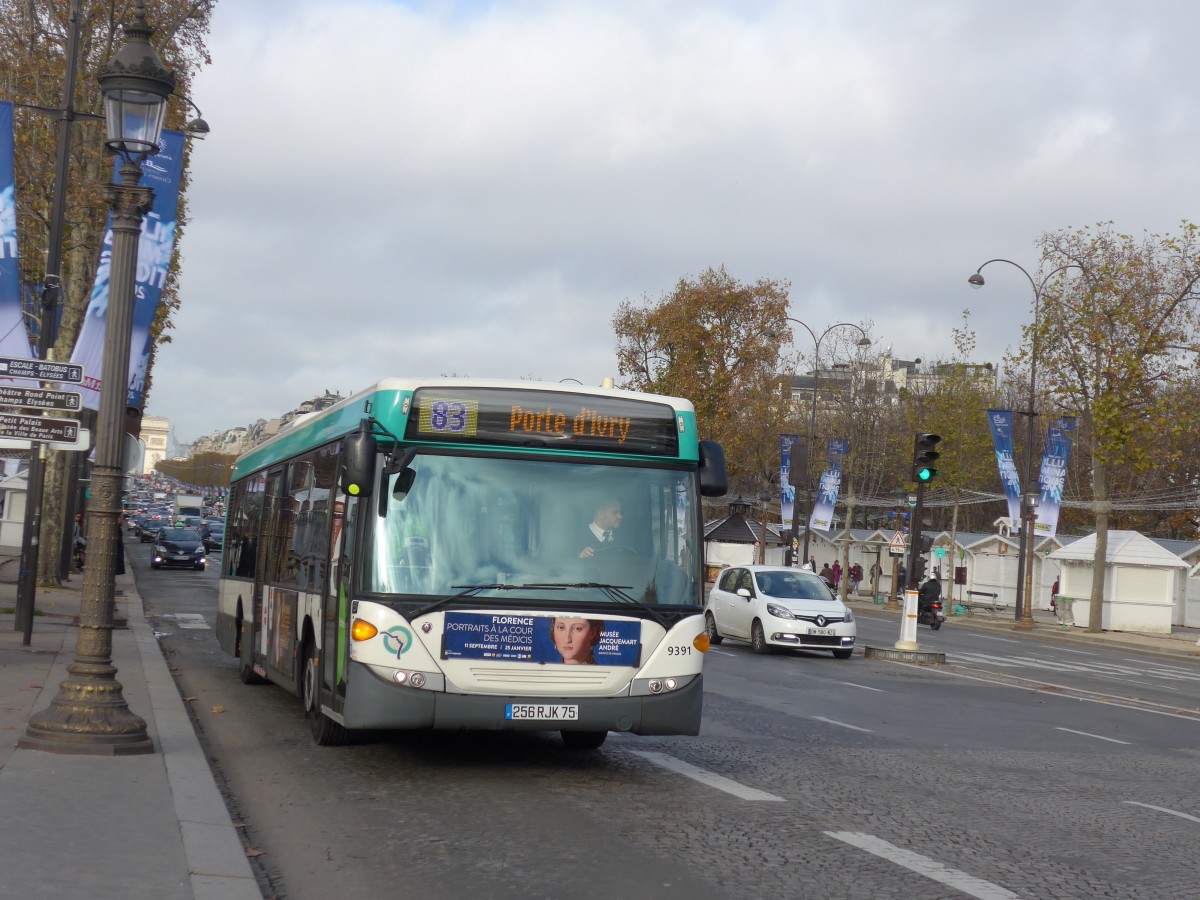 (167'354) - RATP Paris - Nr. 9391/256 RJK 75 - Scania am 18. November 2015 in Paris, Champs-Elys�es