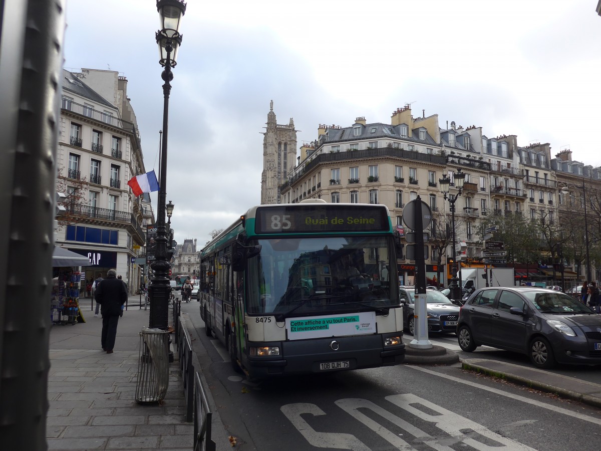(167'362) - RATP Paris - Nr. 8475/108 QJH 75 - Irisbus am 18. November 2015 in Paris, Ch�telet