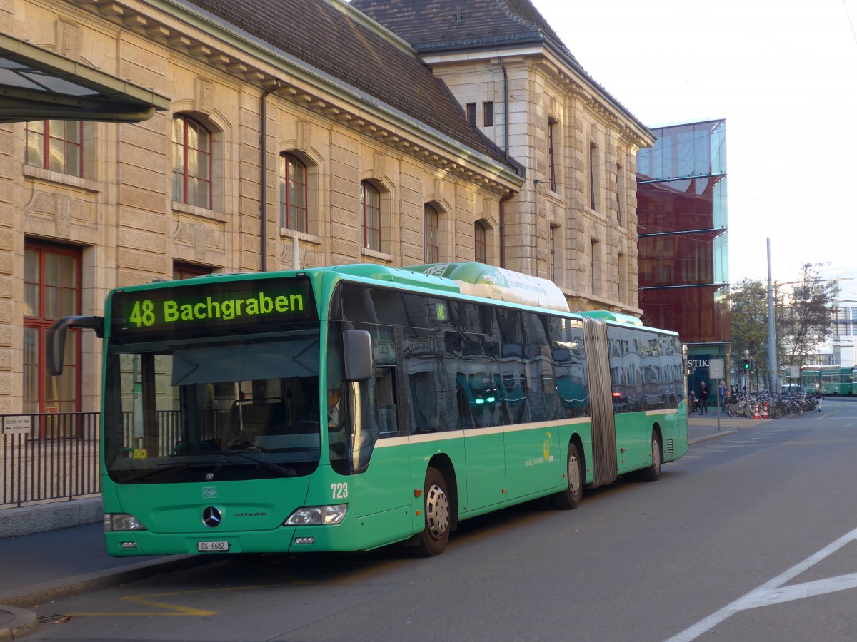 (167'396) - BVB Basel - Nr. 723/BS 6682 - Mercedes am 18. November 2015 beim Bahnhof Basel