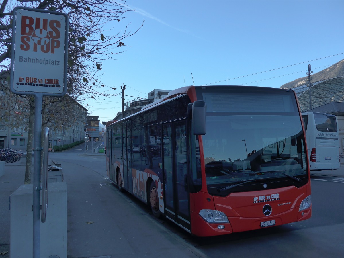 (168'006) - SBC Chur - Nr. 18/GR 97'518 - Mercedes am 26. Dezember 2015 beim Bahnhof Chur