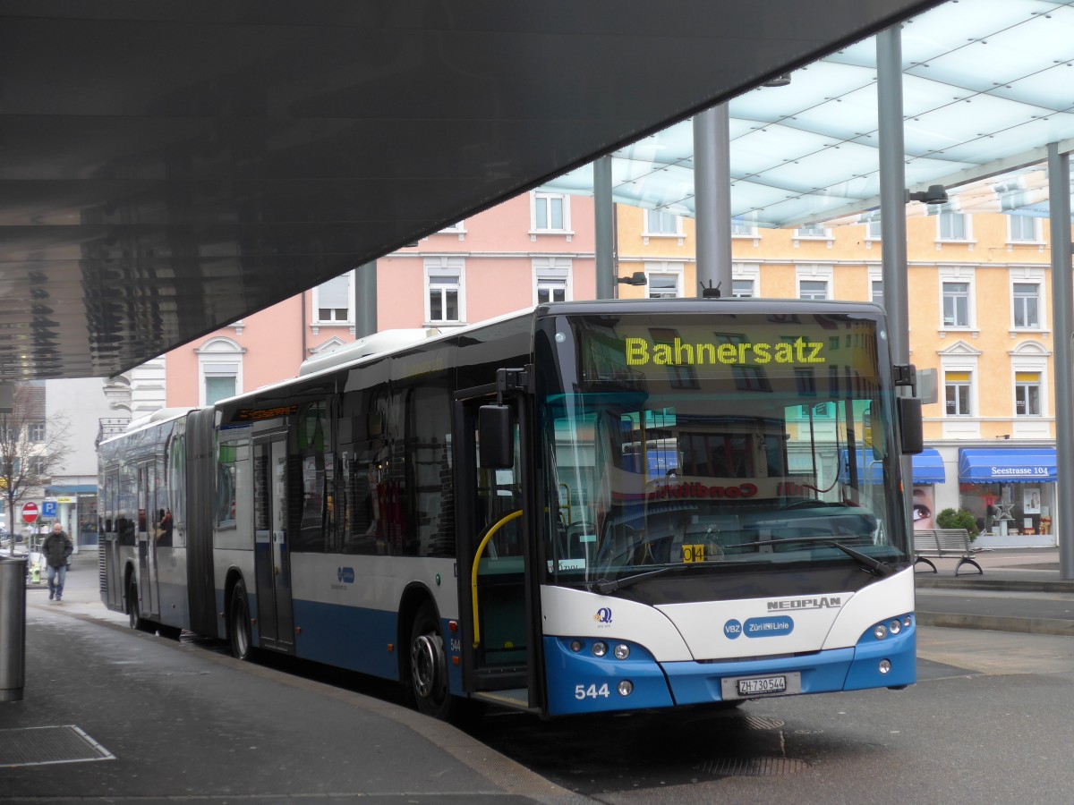 (168'200) - VBZ Z�rich - Nr. 544/ZH 730'544 - Neoplan am 1. Januar 2016 beim Bahnhof W�denswil