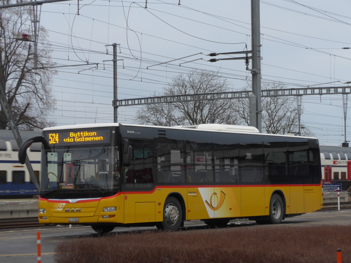 (168'219) - Kistler, Reichenburg - SZ 27'382 - MAN am 1. Januar 2016 beim Bahnhof Pfffikon