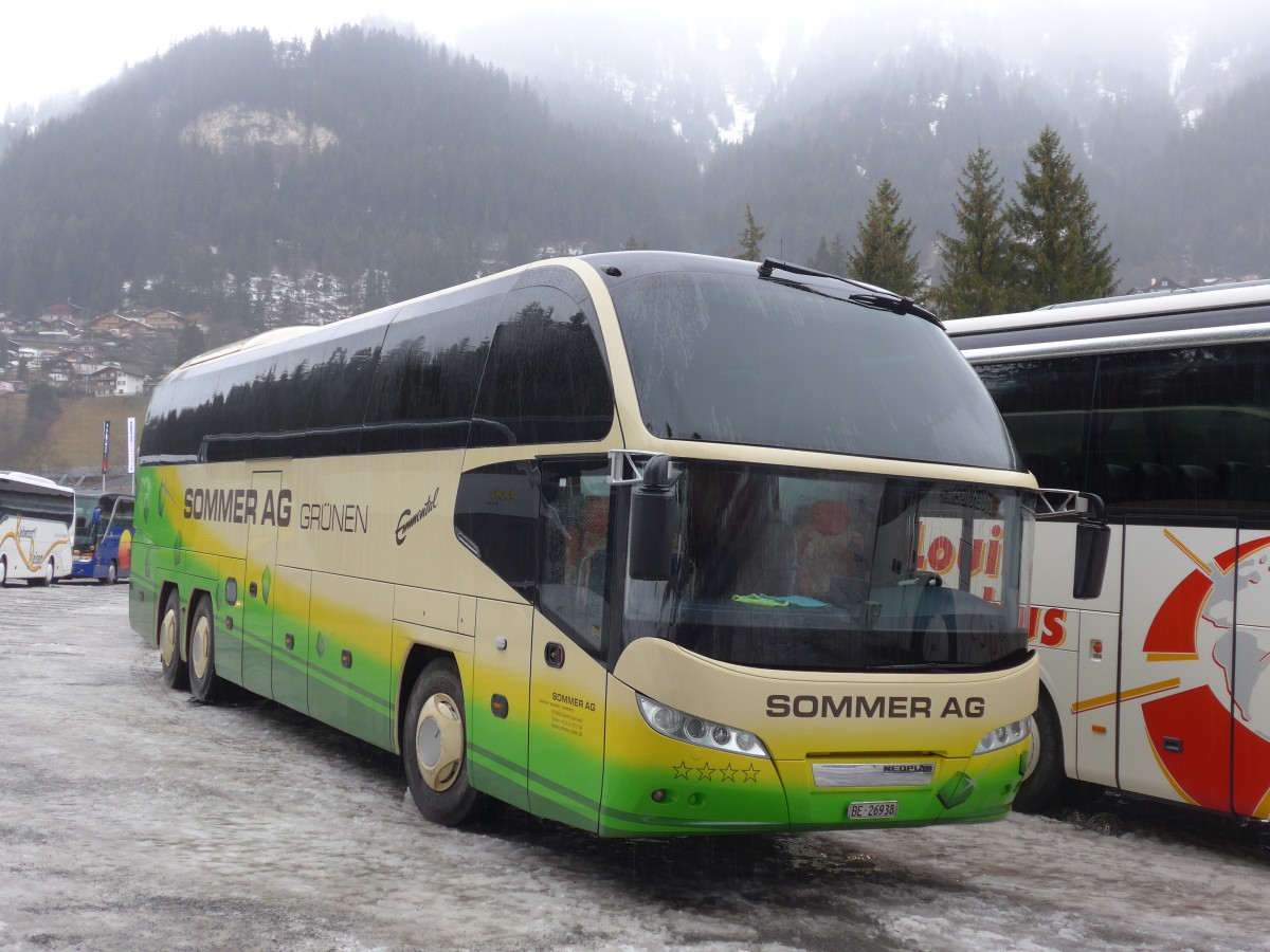 (168'355) - Sommer, Gr�nen - BE 26'938 - Neoplan am 9. Januar 2016 in Adelboden, ASB