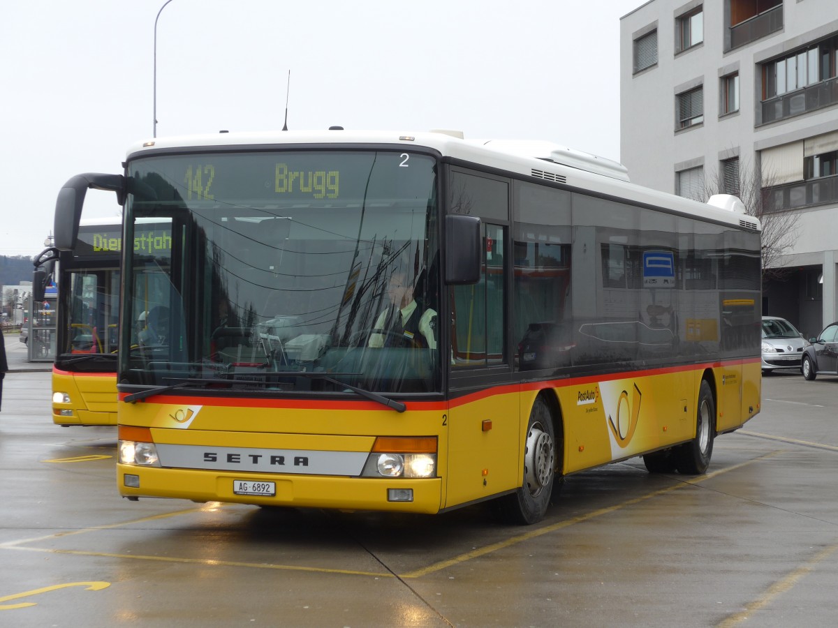 (168'768) - Keller, Hottwil - Nr. 2/AG 6892 - Setra am 20. Februar 2016 beim Bahnhof Laufenburg