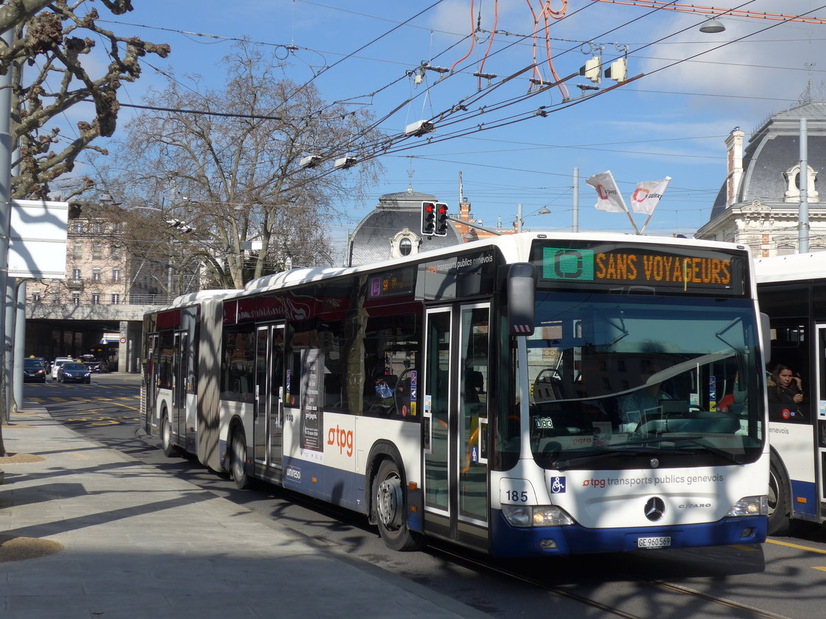 (169'093) - TPG Genve - Nr. 185/GE 960'569 - Mercedes am 7. Mrz 2016 in Genve, Place des Vingt-Deux-Cantons