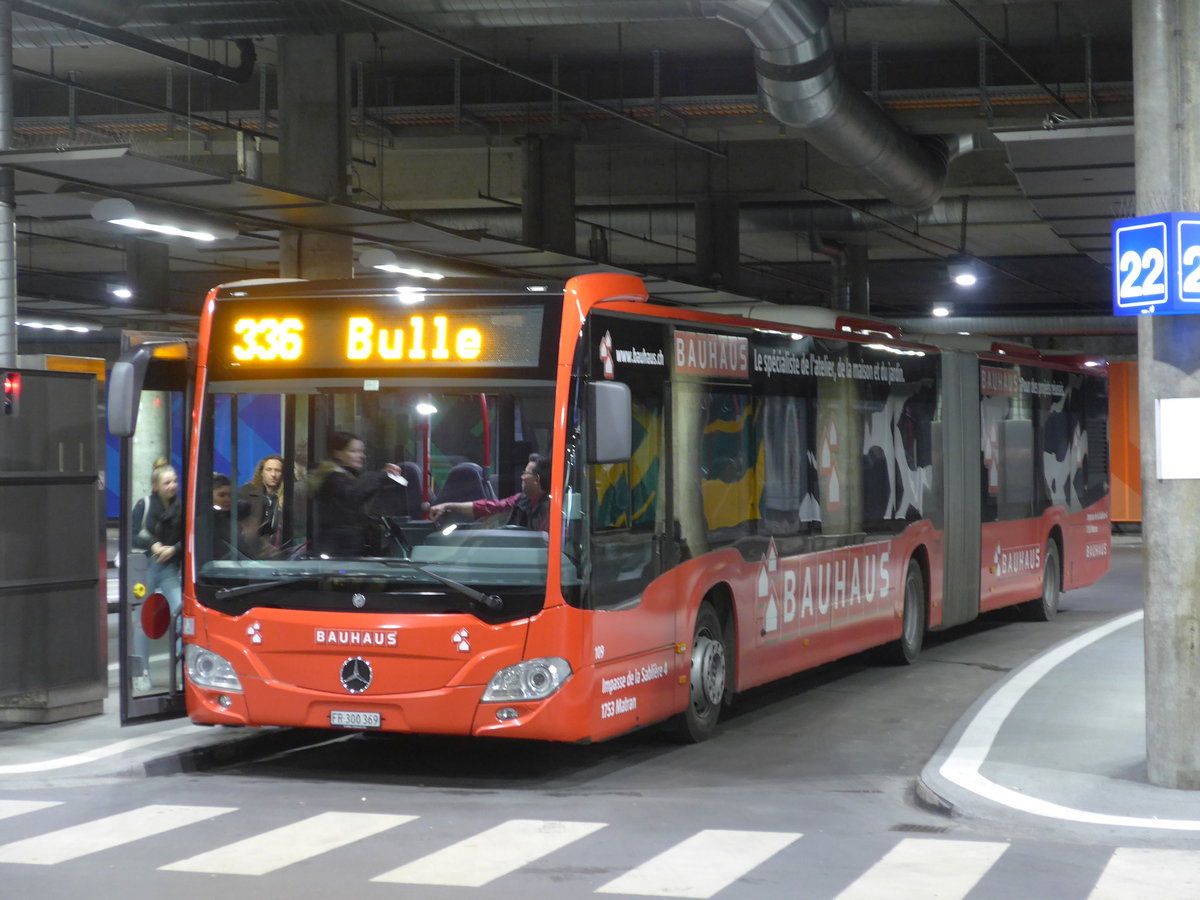 (169'241) - TPF Fribourg - Nr. 109/FR 300'369 - Mercedes am 13. M�rz 2016 in Fribourg, Busbahnhof