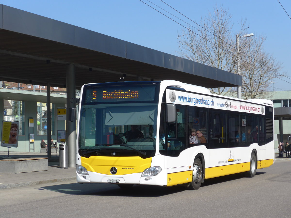 (169'277) - VBSH Schaffhausen - Nr. 24/SH 38'024 - Mercedes am 19. M�rz 2016 beim Bahnhof Schaffhausen