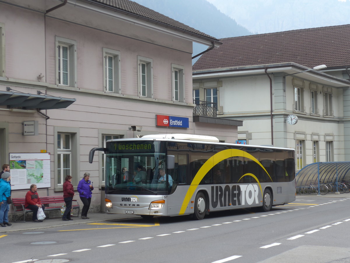 (169'432) - AAGU Altdorf - Nr. 57/UR 9347 - Setra am 25. M�rz 2016 beim Bahnhof Erstfeld