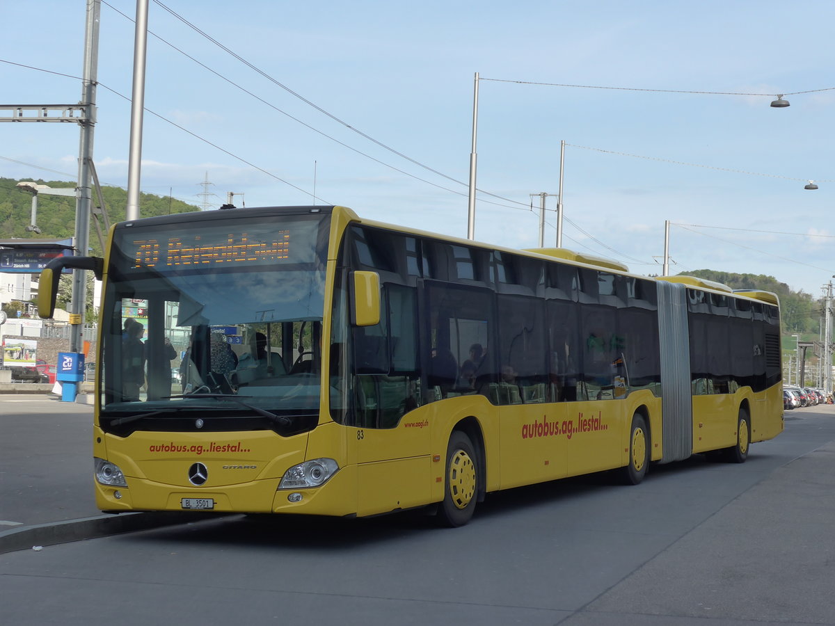 (170'246) - AAGL Liestal - Nr. 83/BL 3501 - Mercedes am 30. April 2016 beim Bahnhof Liestal