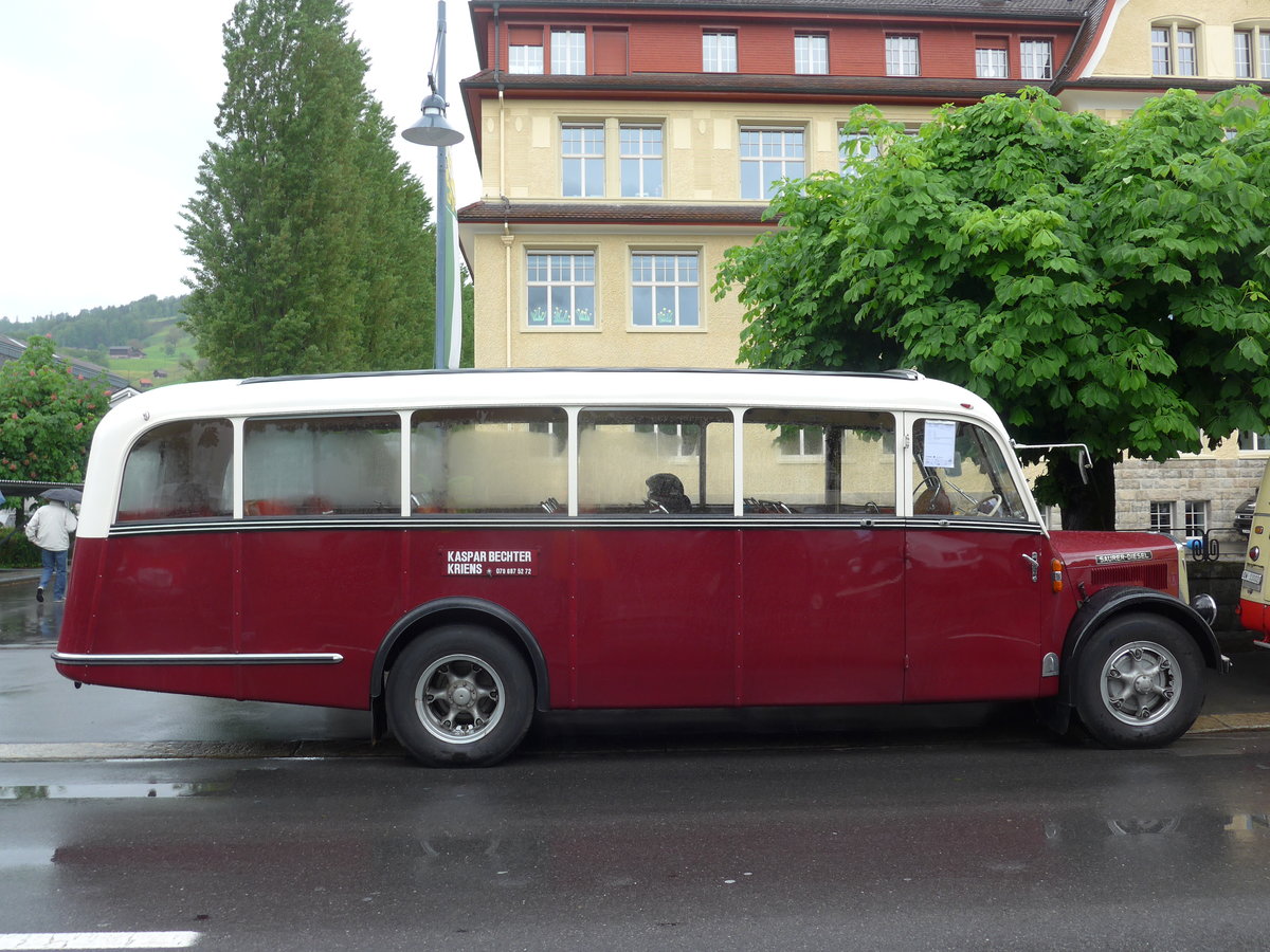 (170'649) - Bechter, Kriens - LU 82'380 - Saurer/Krapf (ex Mnch, D-Marienberg; ex Spirig, Widnau; ex RhV Altsttten Nr. 33; ex Thr, Eichberg) am 14. Mai 2016 in Sarnen, OiO