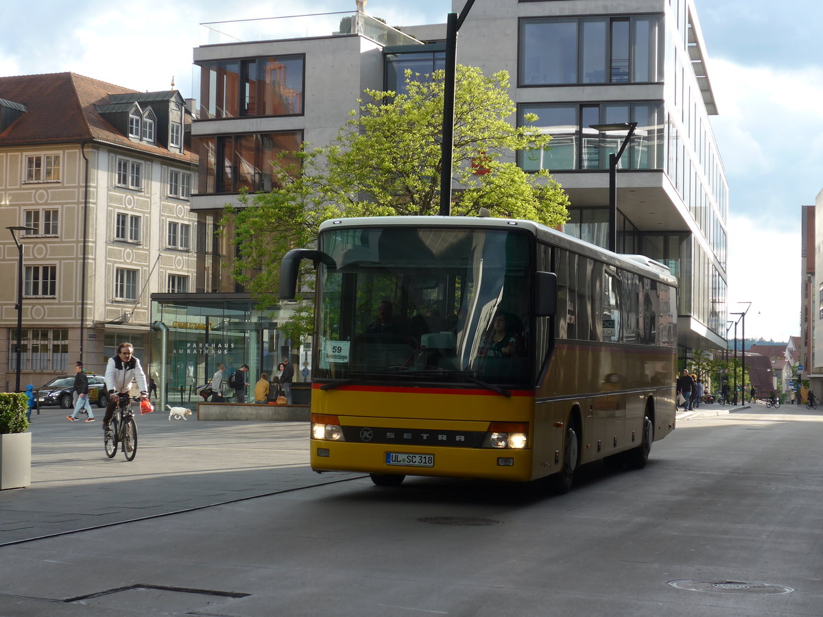 (171'070) - Schr�der, Langenau - UL-SC 318 - Setra (ex PostAuto/PU) am 19. Mai 2016 in Ulm, Rathaus Ulm