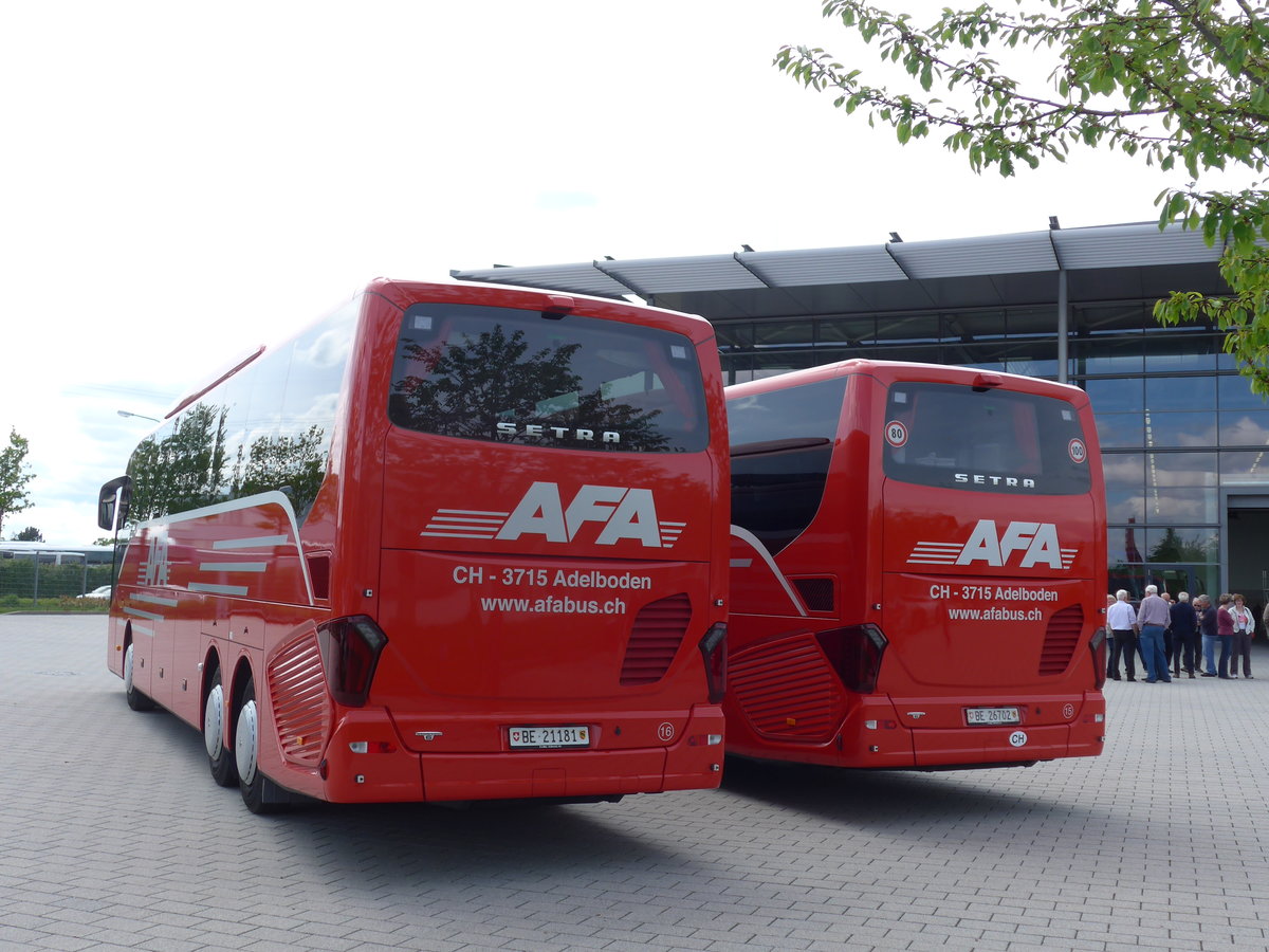 (171'194) - F�r die Schweiz: AFA Adelboden - Nr. 16/BE 21'181 + Nr. 15/BE 26'702 - Setra am 20. Mai 2016 in Neu-Ulm, Setrawerk