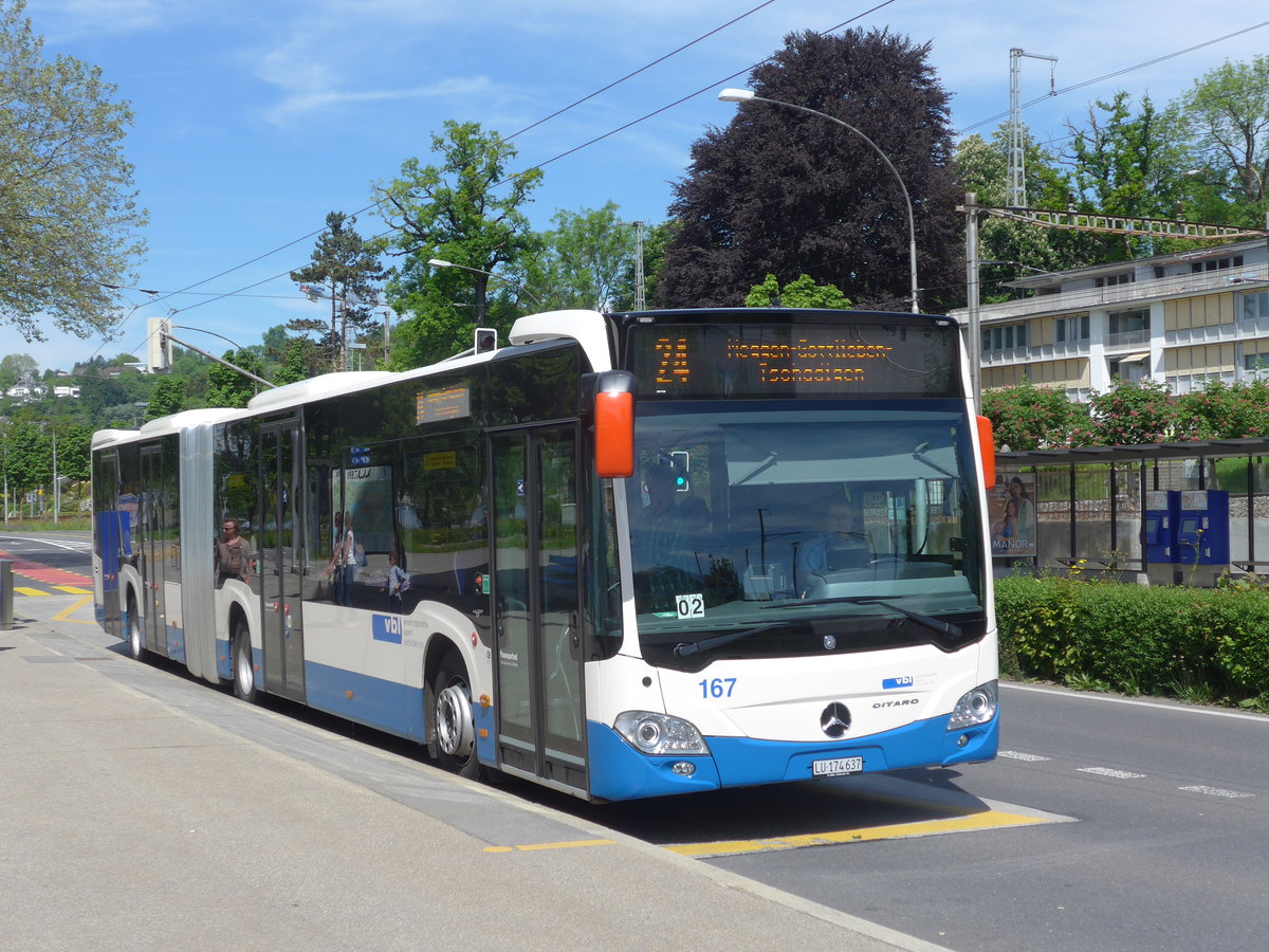 (171'284) - VBL Luzern - Nr. 167/LU 174'637 - Mercedes am 22. Mai 2016 in Luzern, Verkehrshaus