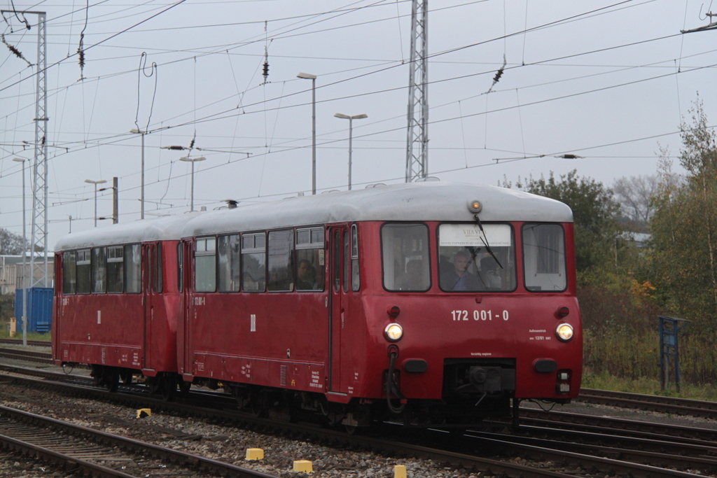 172 001-0 und 172 601-7 als Sonderzug von Plau am See nach Warnemnde bei der Durchfahrt im Rostocker Hbf.16.10.2014